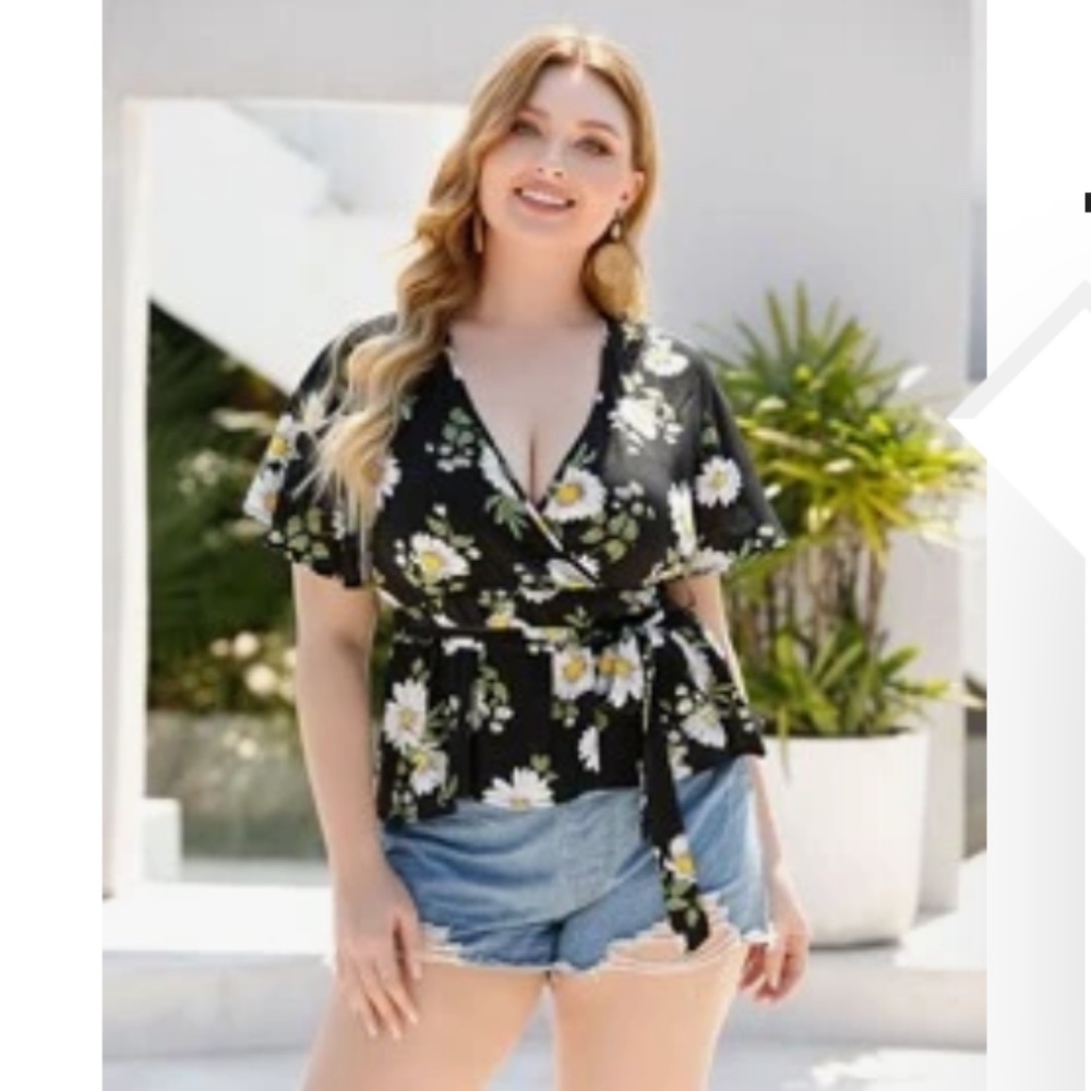 Plus size belted blouse